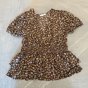 Mine Brown Floral Blouse for Women